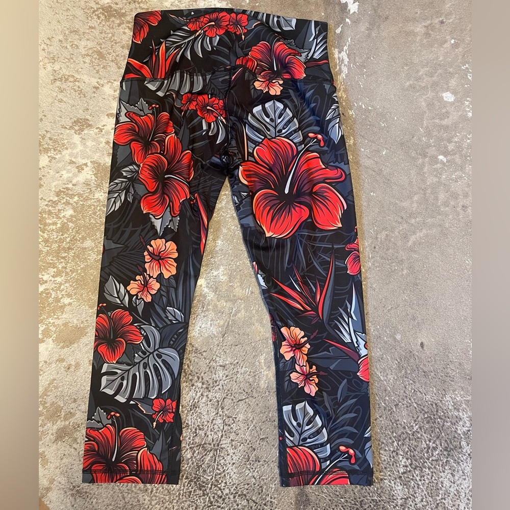 PROJECT X Floral Women’s Leggings - Black and Red, grey and pink. Size X-large